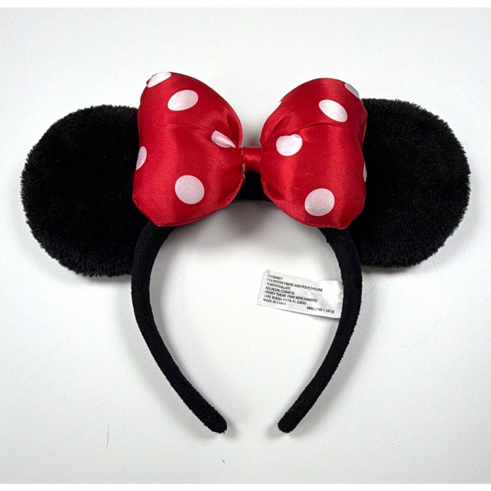 Disney Parks Minnie Mouse Ears Headband Black Ears Red Polka Dot Bow